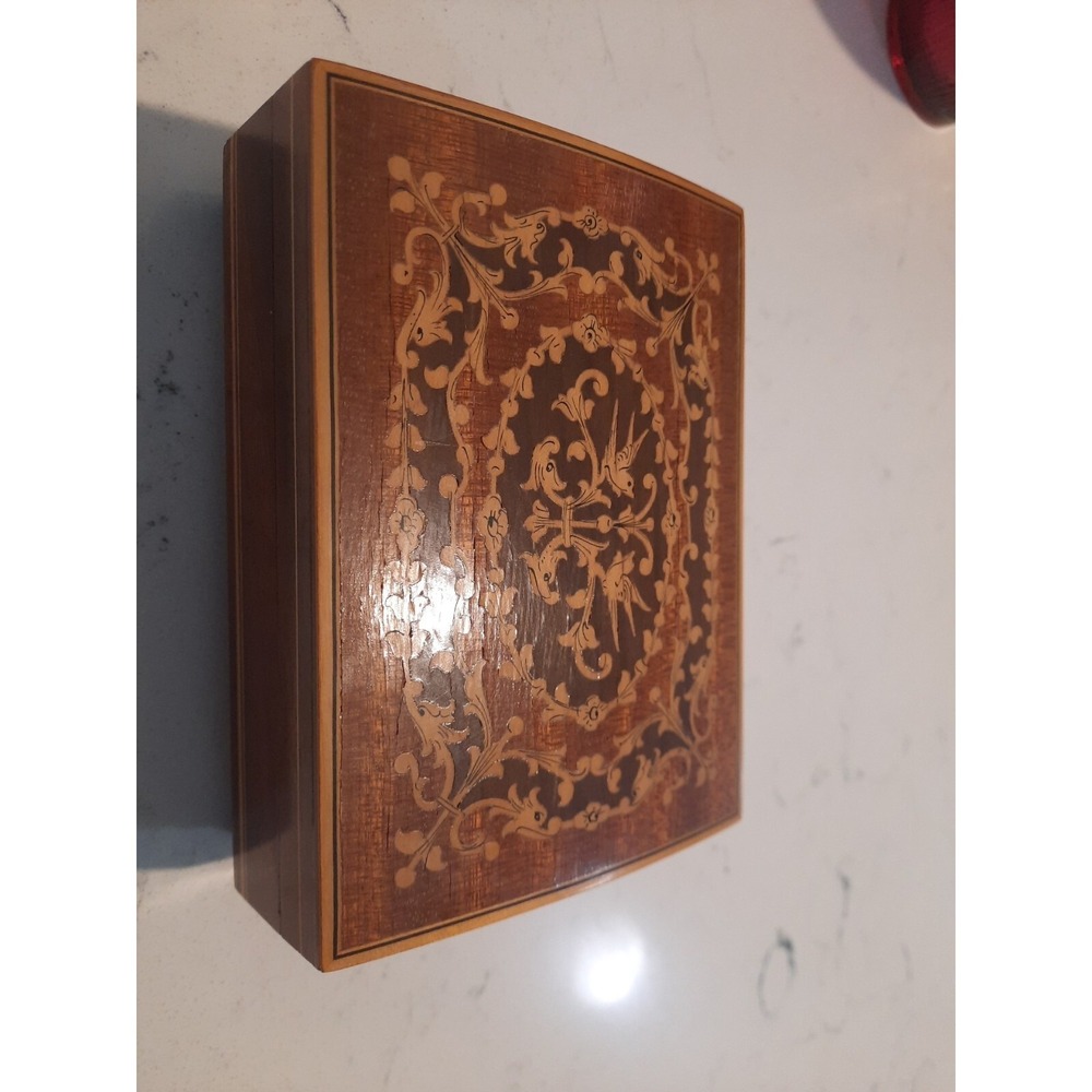 Vintage Mapsa Inlay Music Trinket‎ Box Swiss Musical Movement